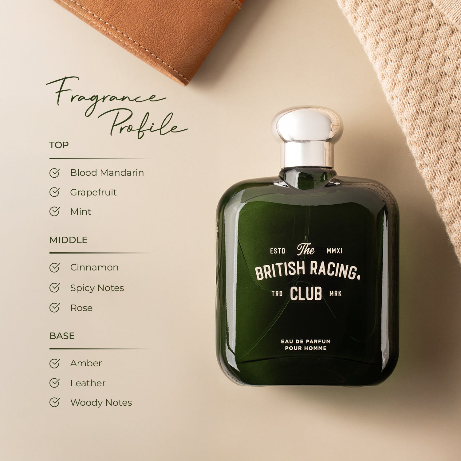 The British Racing Club Green Perfume For Men EDP 100ml | Laurelle London
